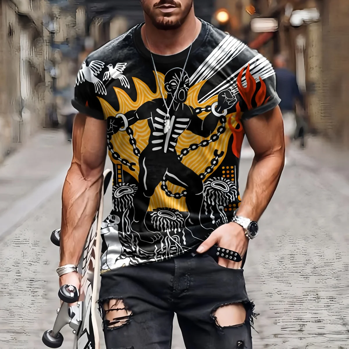 Men'S Ethnic Fashion Trends - T-shirts à motifs ethniques vintage, tendance