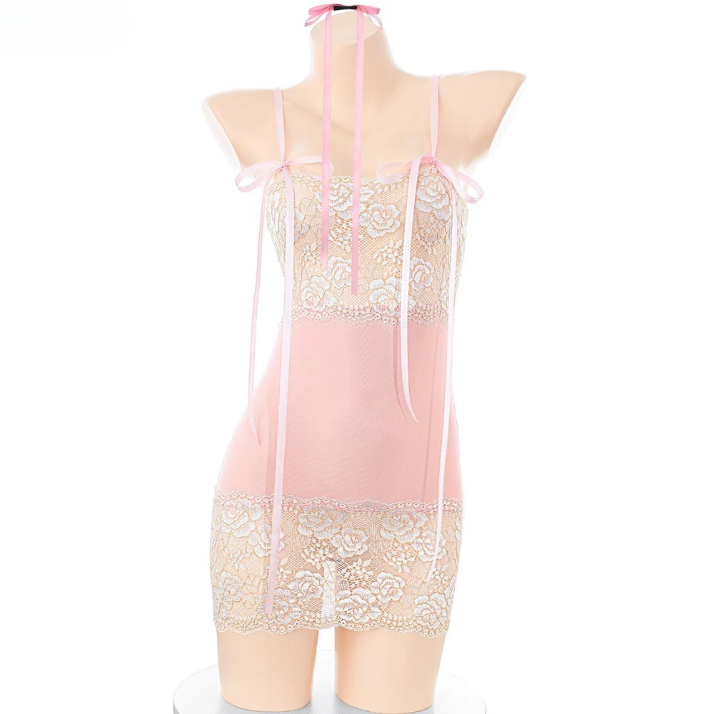 Ethnic Outfit - Robe rose en dentelle pour filles,