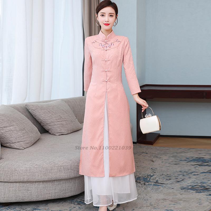 Ao Dai Vietnam Dress - 2026 Vietnam Aodai amélioré, ensemble robe