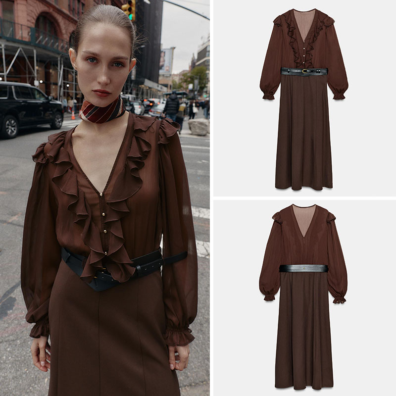 New Ethnic Fashion - Nouvelle Robe Midi Élégante à Col