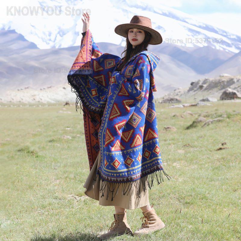 Ethnic Fashion Photography - Manteau-châle à capuche pour femme, style