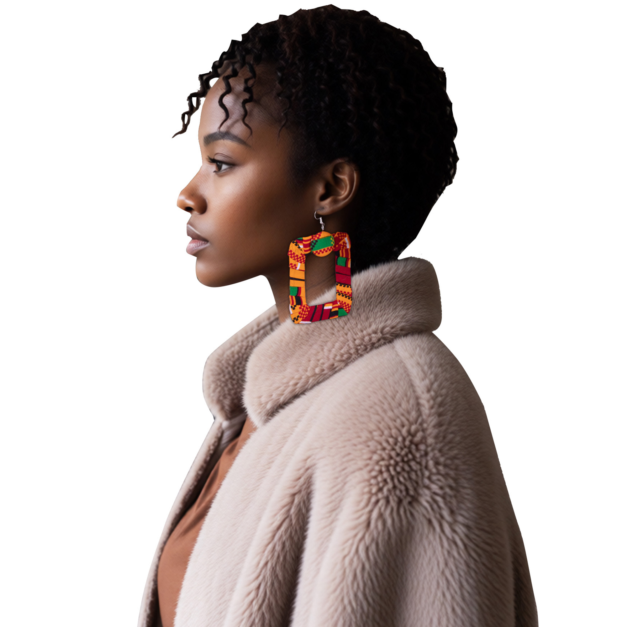 Ethnic Fashion Wear For Women - Boucles d'oreilles créoles carrées en tissu
