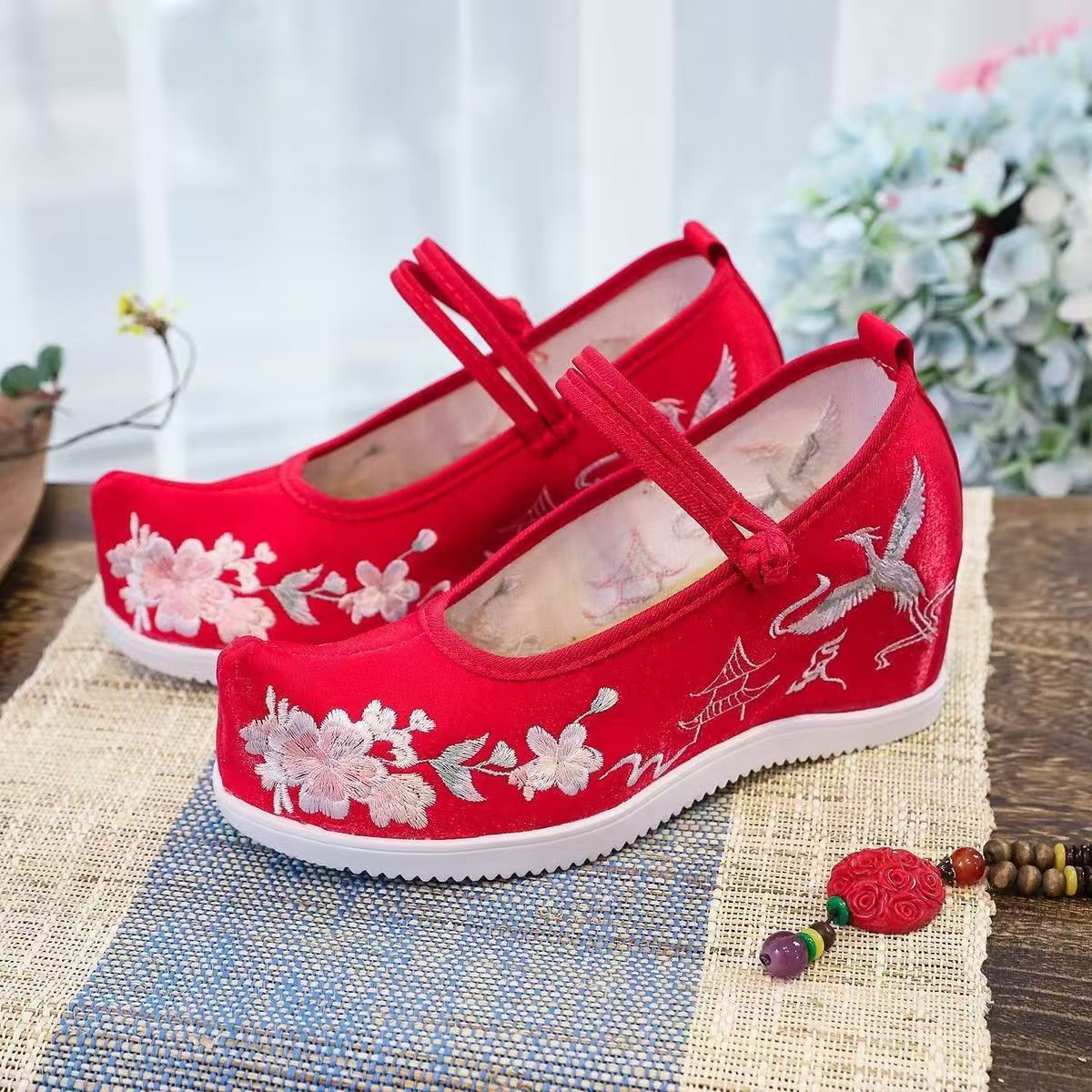 Ethnic Fabric - Chaussures brodées internes pour femmes, semelle
