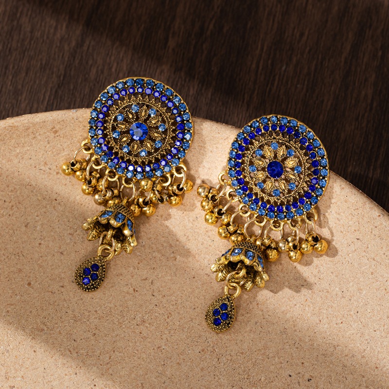 Nouveau Jhumka cristal bleu st - New Ethnic Fashion avis et prix