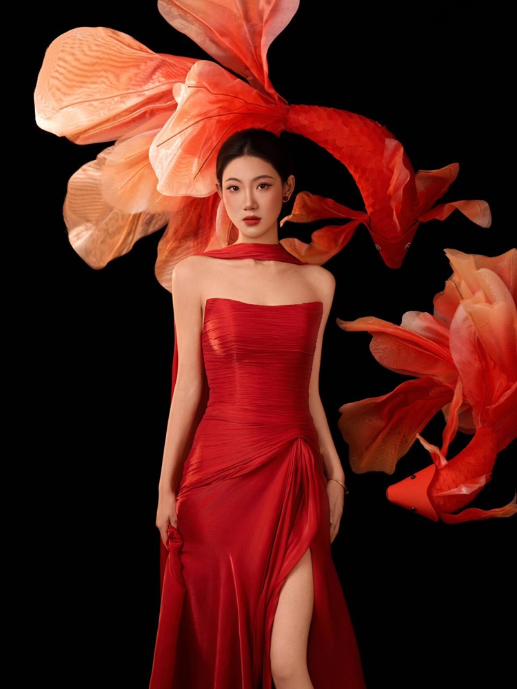 Robe de style chinois rouge po - Ethnic Fashion Shoot avis et prix