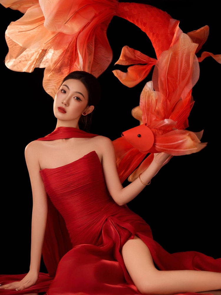Robe de style chinois rouge po - Ethnic Fashion Shoot avis et prix